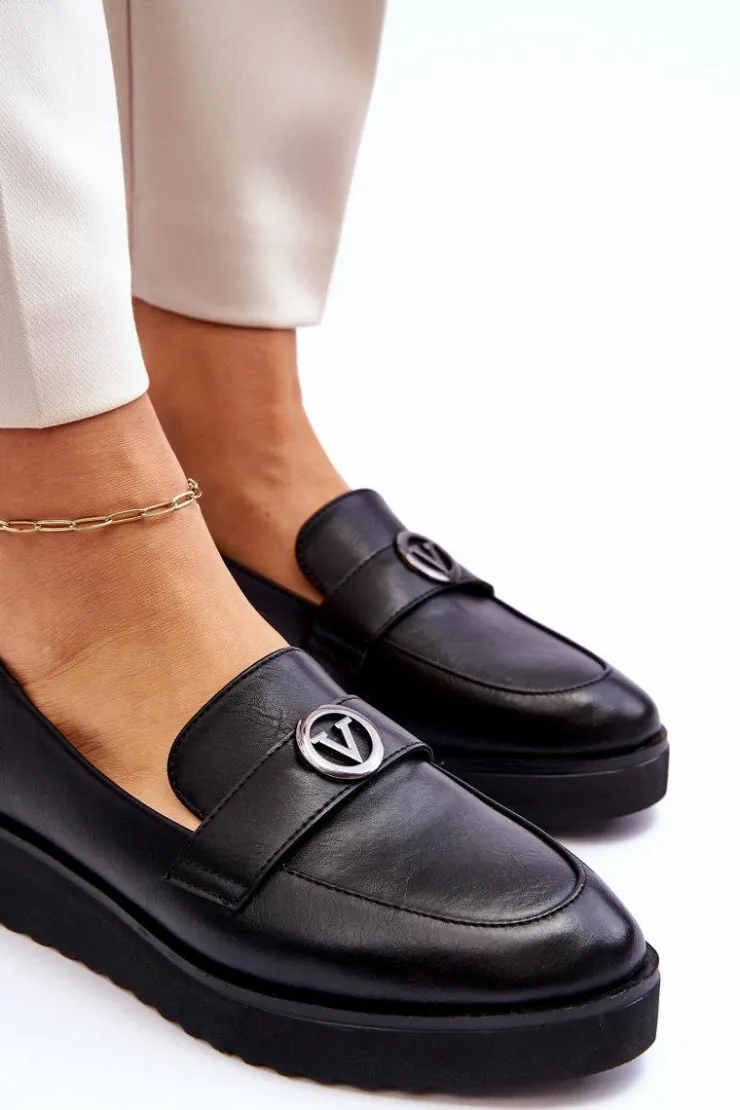 Damskie Buty damskie Vinceza Damskie Skórzane Mokasyny Na Niskim Koturnie Czarne Synthia