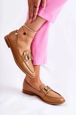 Best Boto Damskie Skórzane Mokasyny Camel Coriso