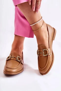 Best Boto Damskie Skórzane Mokasyny Camel Coriso