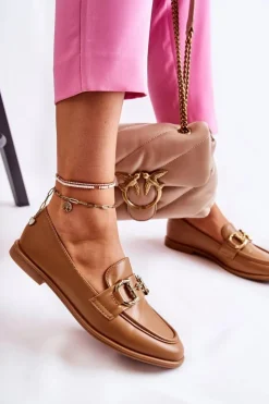 Best Boto Damskie Skórzane Mokasyny Camel Coriso