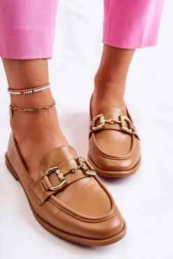 Best Boto Damskie Skórzane Mokasyny Camel Coriso