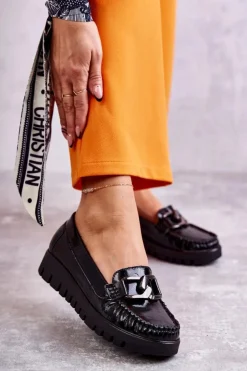 Boto Mokasyny Na Platformie|Mokasyny Damskie Lakierowane*Damskie Skórzane Mokasyny Na Platformie Czarne Venesia