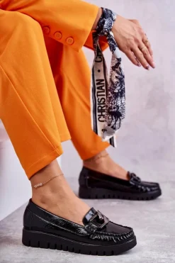 Boto Mokasyny Na Platformie|Mokasyny Damskie Lakierowane*Damskie Skórzane Mokasyny Na Platformie Czarne Venesia