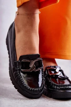 Boto Mokasyny Na Platformie|Mokasyny Damskie Lakierowane*Damskie Skórzane Mokasyny Na Platformie Czarne Venesia