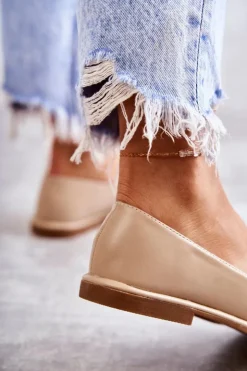 Damskie Boto Damskie Skórzane Mokasyny Z Ozdobą Beżowe Kerrie