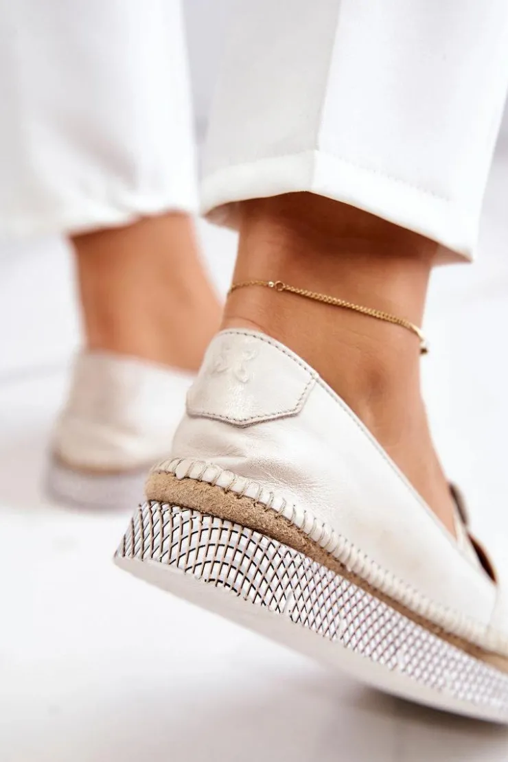 Discount Maciejka Damskie Skórzane Mokasyny 05432-22 Jasnobeżowe