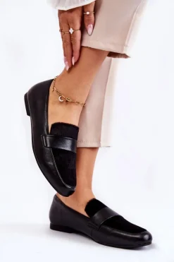 Boto Damskie Skórzane Mokasyny La.Fi 210018B-PUF Czarne