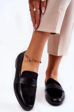 Boto Damskie Skórzane Mokasyny La.Fi 210018B-PUF Czarne