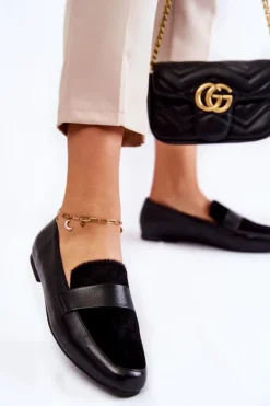 Boto Damskie Skórzane Mokasyny La.Fi 210018B-PUF Czarne