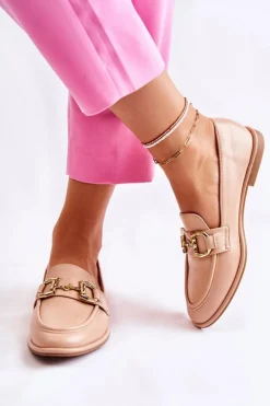 Boto Mokasyny Damskie Skórzane*Damskie Skórzane Mokasyny Nude Coriso