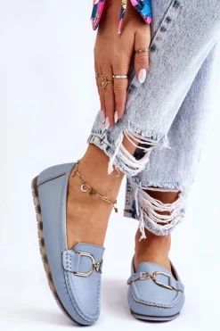 Boto Mokasyny Damskie Skórzane*Damskie Skórzane Mokasyny Jasnoniebieskie Downtown