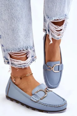 Boto Mokasyny Damskie Skórzane*Damskie Skórzane Mokasyny Jasnoniebieskie Downtown