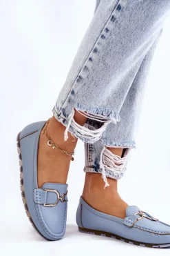 Boto Mokasyny Damskie Skórzane*Damskie Skórzane Mokasyny Jasnoniebieskie Downtown