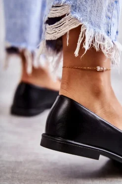 Boto Mokasyny Damskie Skórzane*Damskie Skórzane Mokasyny Z Ozdobą Czarne Kerrie