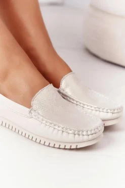 Damskie buty S.Barski Mokasyny Damskie Skórzane*Damskie Skórzane Mokasyny S.Barski 97630 Ecru