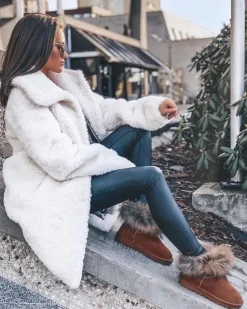 Damskie Boto Damskie Skórzane Śniegowce Z Futerkiem Camel Alexa