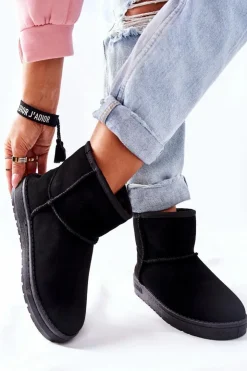 Sale Big Star Shoes Damskie Skórzane Śniegowce Big Star II274440 Czarne