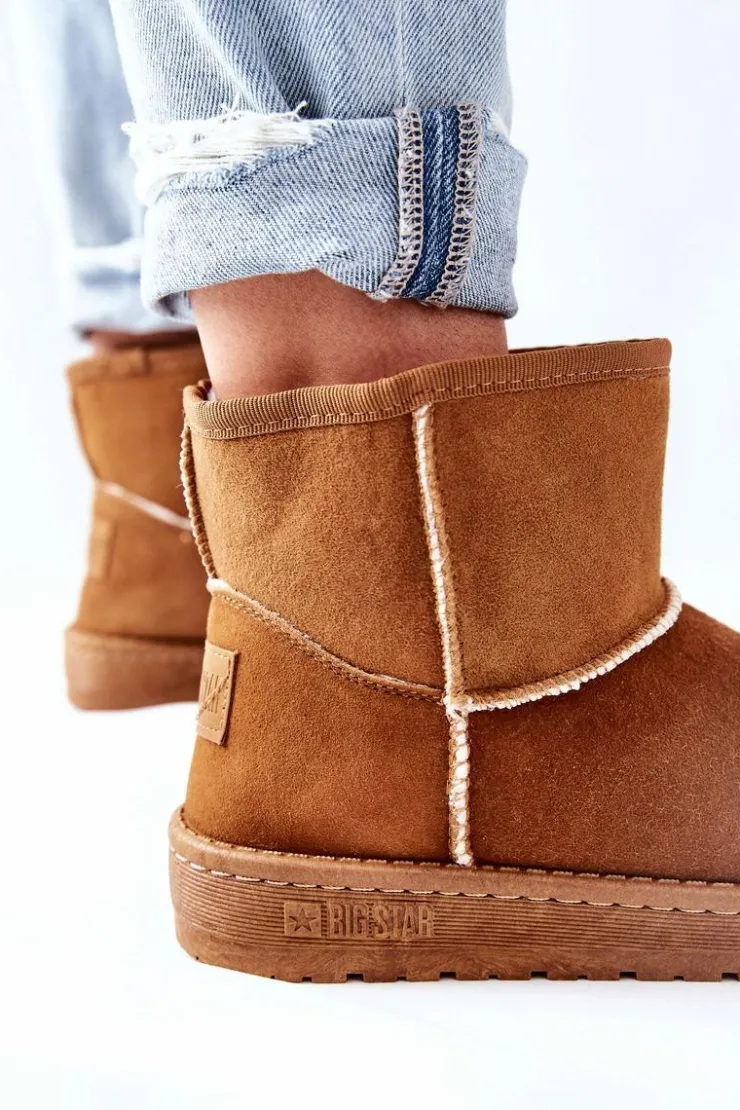 Big Star Shoes Śniegowce Damskie*Damskie Skórzane Śniegowce Big Star II274441 Camel