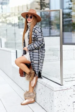 Sale Boto Damskie Skórzane Śniegowce Z Futerkiem Champagne Alexa