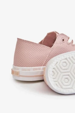 Online Big Star Shoes Damskie Skórzane Niskie Trampki Big Star LL274015 Różowe