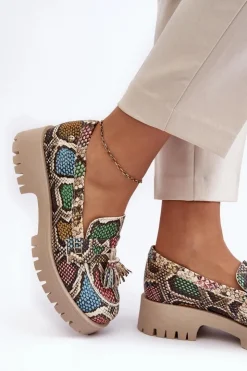 New Maciejka Damskie Skórzane Półbuty Frędzle 05497-45 Multikolor