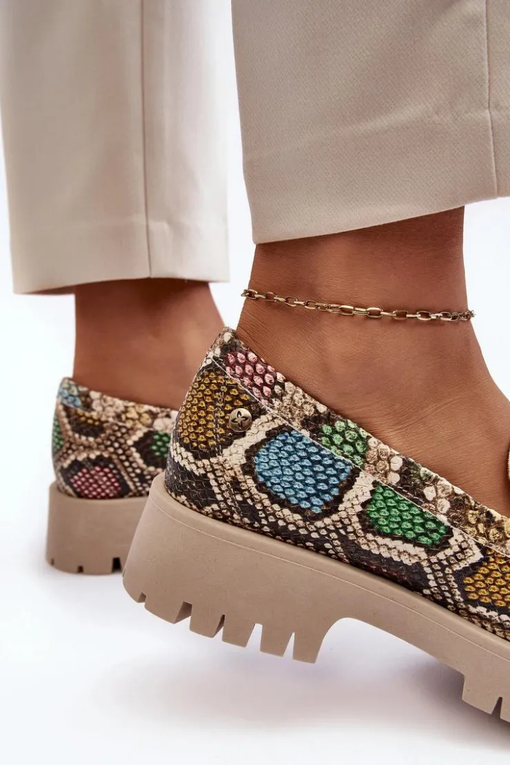New Maciejka Damskie Skórzane Półbuty Frędzle 05497-45 Multikolor