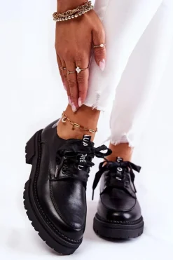 Boto Półbuty Lakierowane*Damskie Skórzane Półbuty La.Fi 210004B-PU Czarne