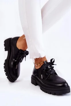 Boto Półbuty Lakierowane*Damskie Skórzane Półbuty La.Fi 210004B-PU Czarne