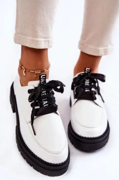 Damskie Boto Damskie Skórzane Półbuty La.Fi 210004W-PU Białe