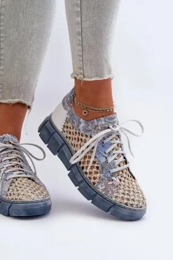 Maciejka Półbuty Skórzane*Damskie Skórzane Półbuty 05850-06 Niebieskie