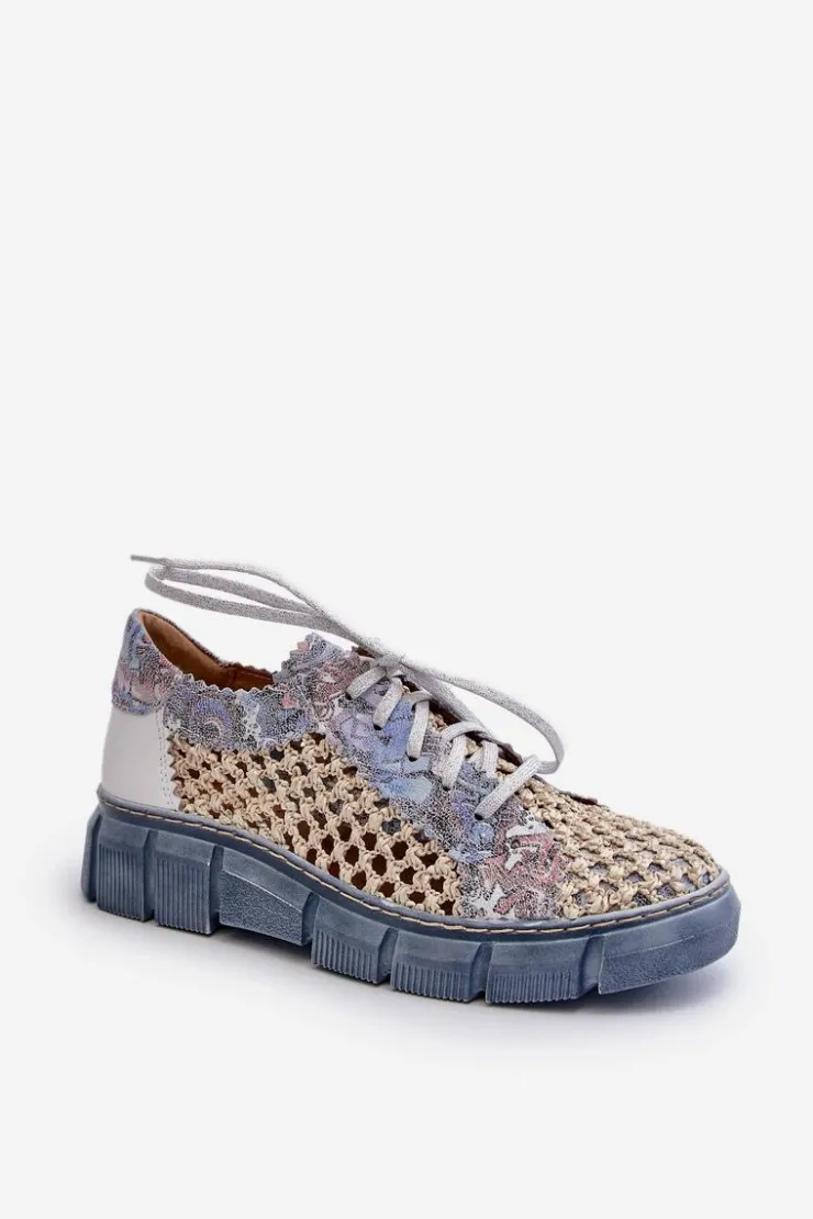 Maciejka Półbuty Skórzane*Damskie Skórzane Półbuty 05850-06 Niebieskie