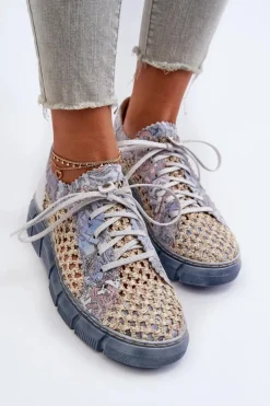 Maciejka Półbuty Skórzane*Damskie Skórzane Półbuty 05850-06 Niebieskie