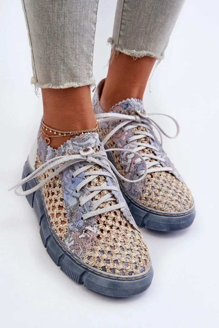 Maciejka Półbuty Skórzane*Damskie Skórzane Półbuty 05850-06 Niebieskie