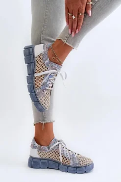 Maciejka Półbuty Skórzane*Damskie Skórzane Półbuty 05850-06 Niebieskie