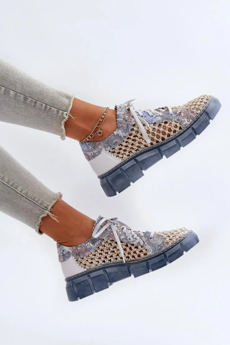 Maciejka Półbuty Skórzane*Damskie Skórzane Półbuty 05850-06 Niebieskie