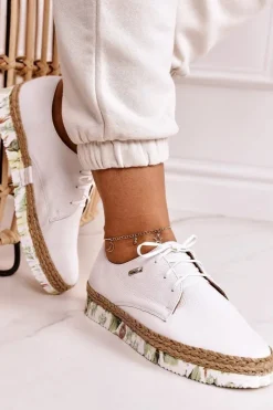 Damskie Maciejka Damskie Skórzane Półbuty Białe 02936-11