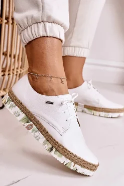 Damskie Maciejka Damskie Skórzane Półbuty Białe 02936-11