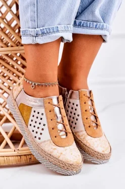 Best Maciejka Damskie Skórzane Półbuty Żółte 03339-44