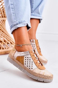 Best Maciejka Damskie Skórzane Półbuty Żółte 03339-44