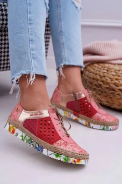 Damskie Maciejka Damskie Skórzane Półbuty Koralowe 03339-18