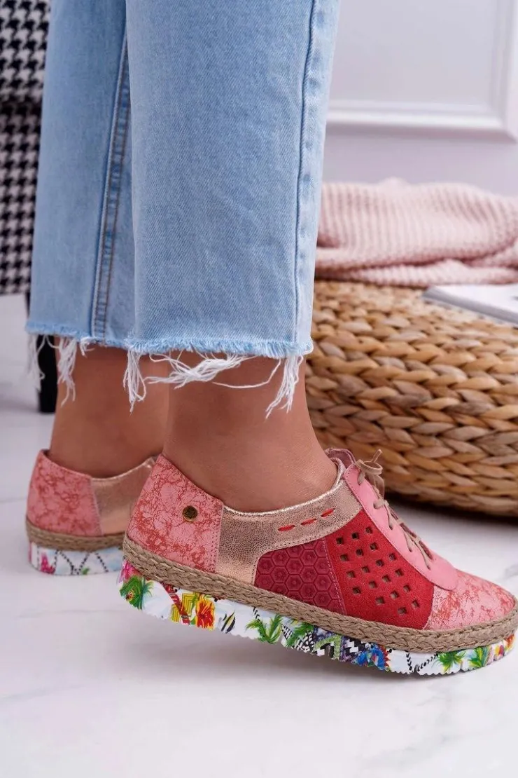 Damskie Maciejka Damskie Skórzane Półbuty Koralowe 03339-18