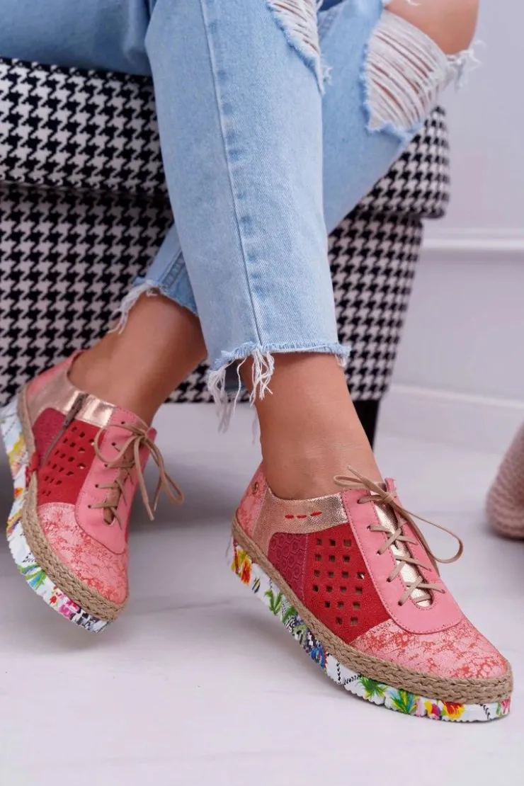 Damskie Maciejka Damskie Skórzane Półbuty Koralowe 03339-18