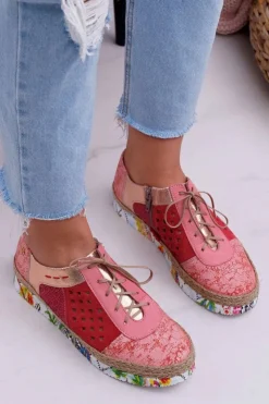 Damskie Maciejka Damskie Skórzane Półbuty Koralowe 03339-18