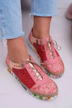 Damskie Maciejka Damskie Skórzane Półbuty Koralowe 03339-18