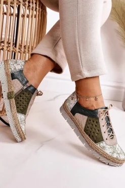 Discount Maciejka Damskie Skórzane Półbuty Zielone 03339-09