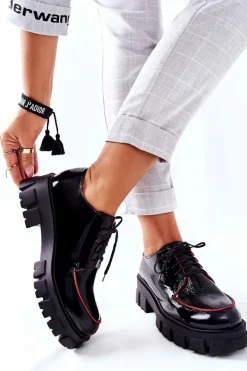 Hot Maciejka Damskie Skórzane Półbuty Czarne 5074A-01