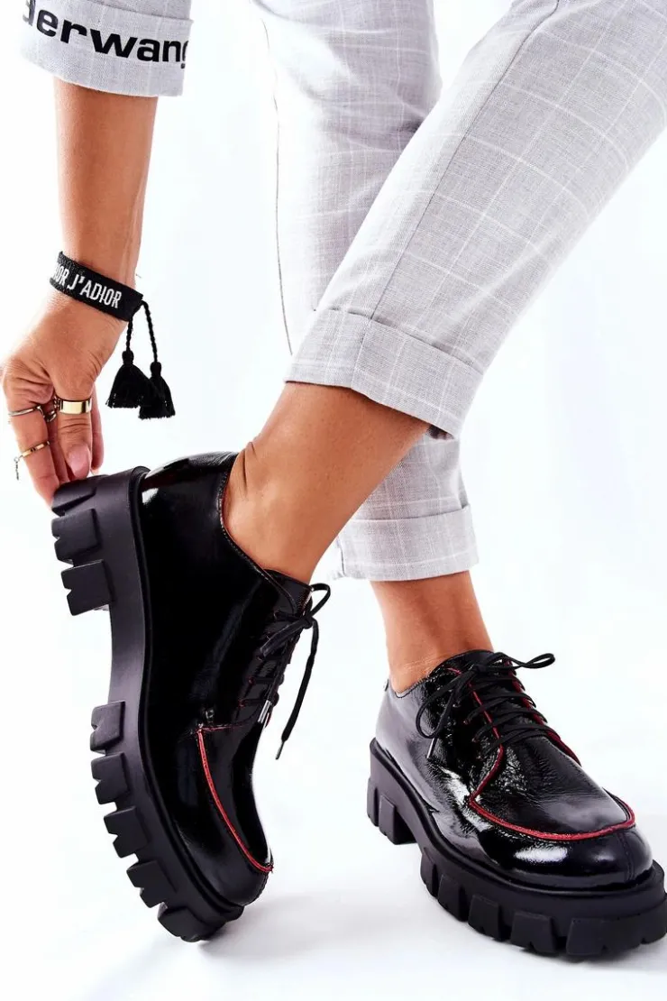 Hot Maciejka Damskie Skórzane Półbuty Czarne 5074A-01