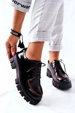 Hot Maciejka Damskie Skórzane Półbuty Czarne 5074A-01