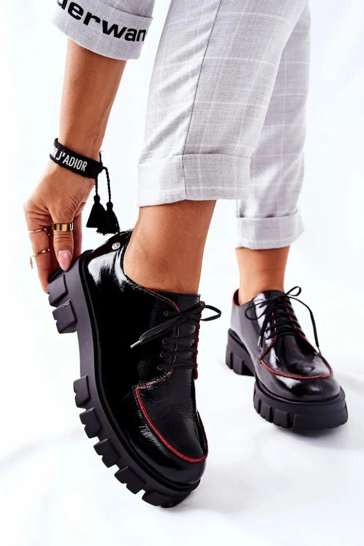 Hot Maciejka Damskie Skórzane Półbuty Czarne 5074A-01