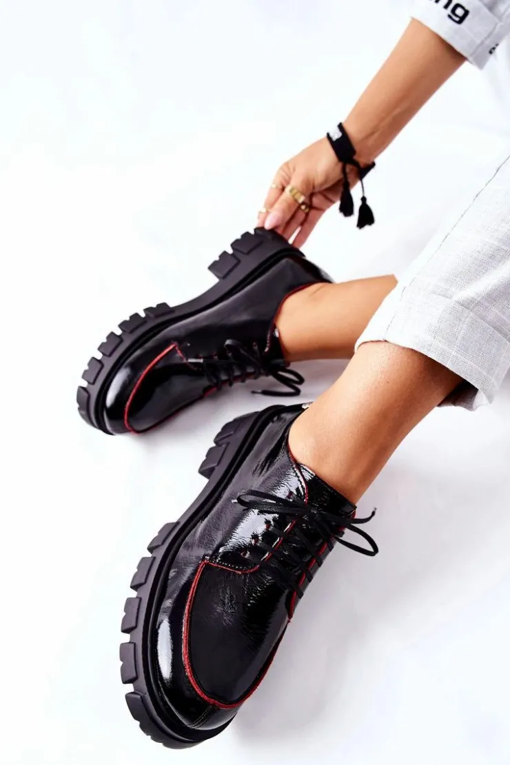 Hot Maciejka Damskie Skórzane Półbuty Czarne 5074A-01